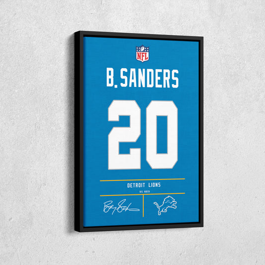 Barry Sanders Lions Jersey Canvas Print | Wall Art Decor