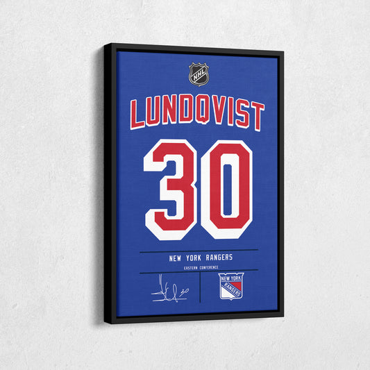Henrik Lundqvist Rangers Jersey Canvas Print | Wall Art Decor