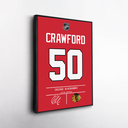Corey Crawford Blackhawks Jersey Canvas Print | Wall Art Decor
