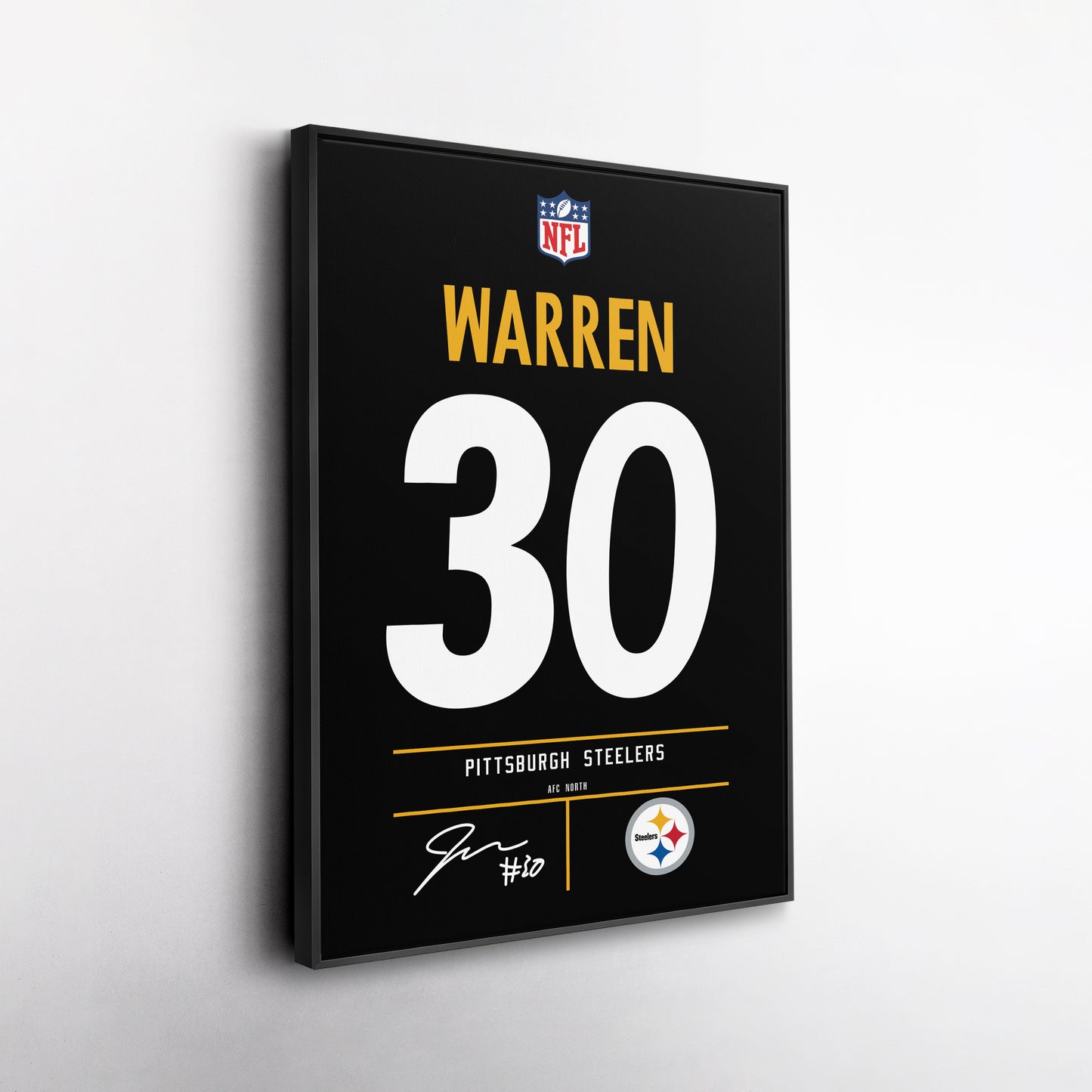 Jaylen Warren Pittsburgh Steelers Jersey Canvas Wall Art