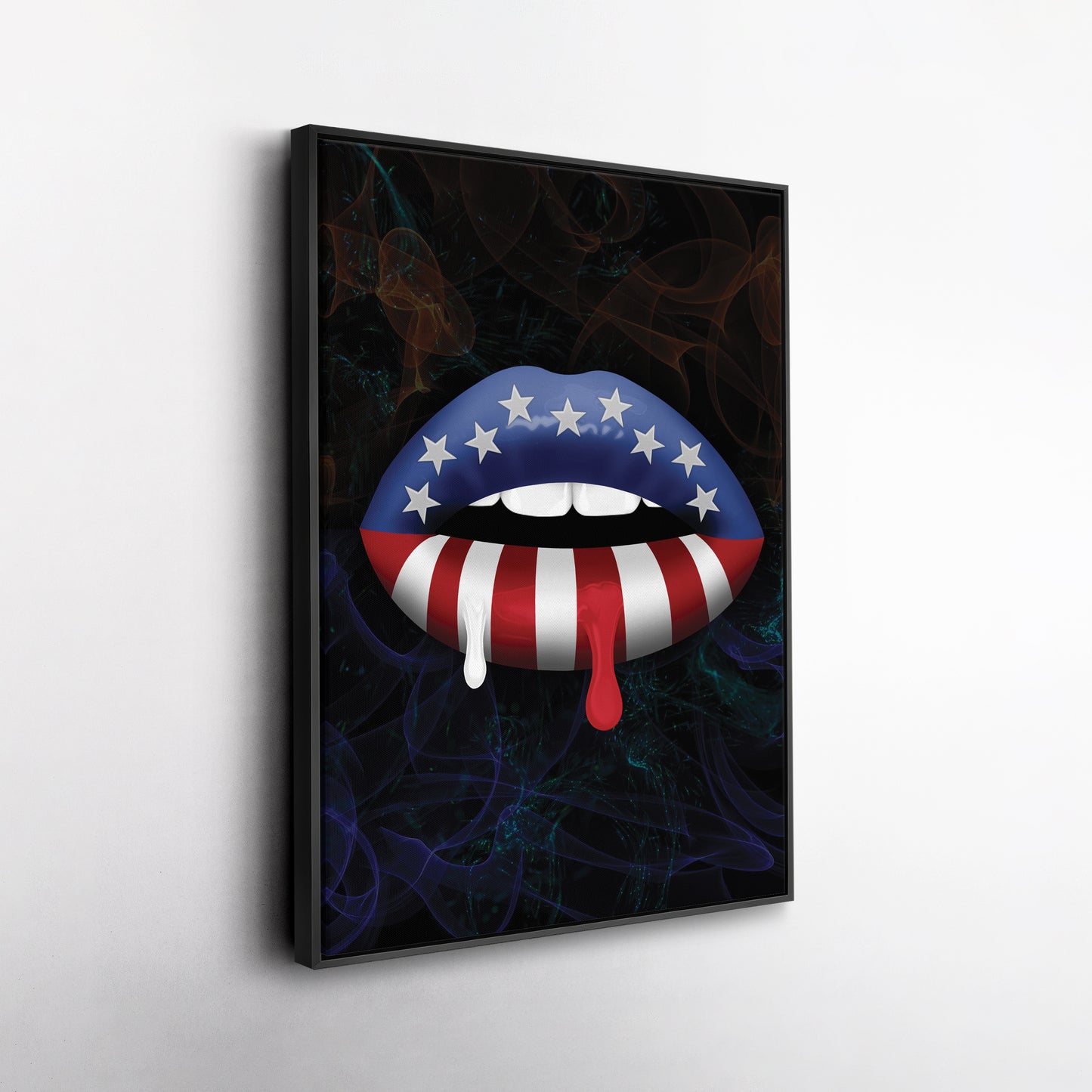 Lips American Flag Canvas Print | Patriotic Wall Art Decor