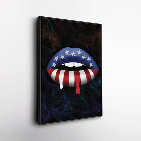 Lips American Flag Canvas Print | Patriotic Wall Art Decor