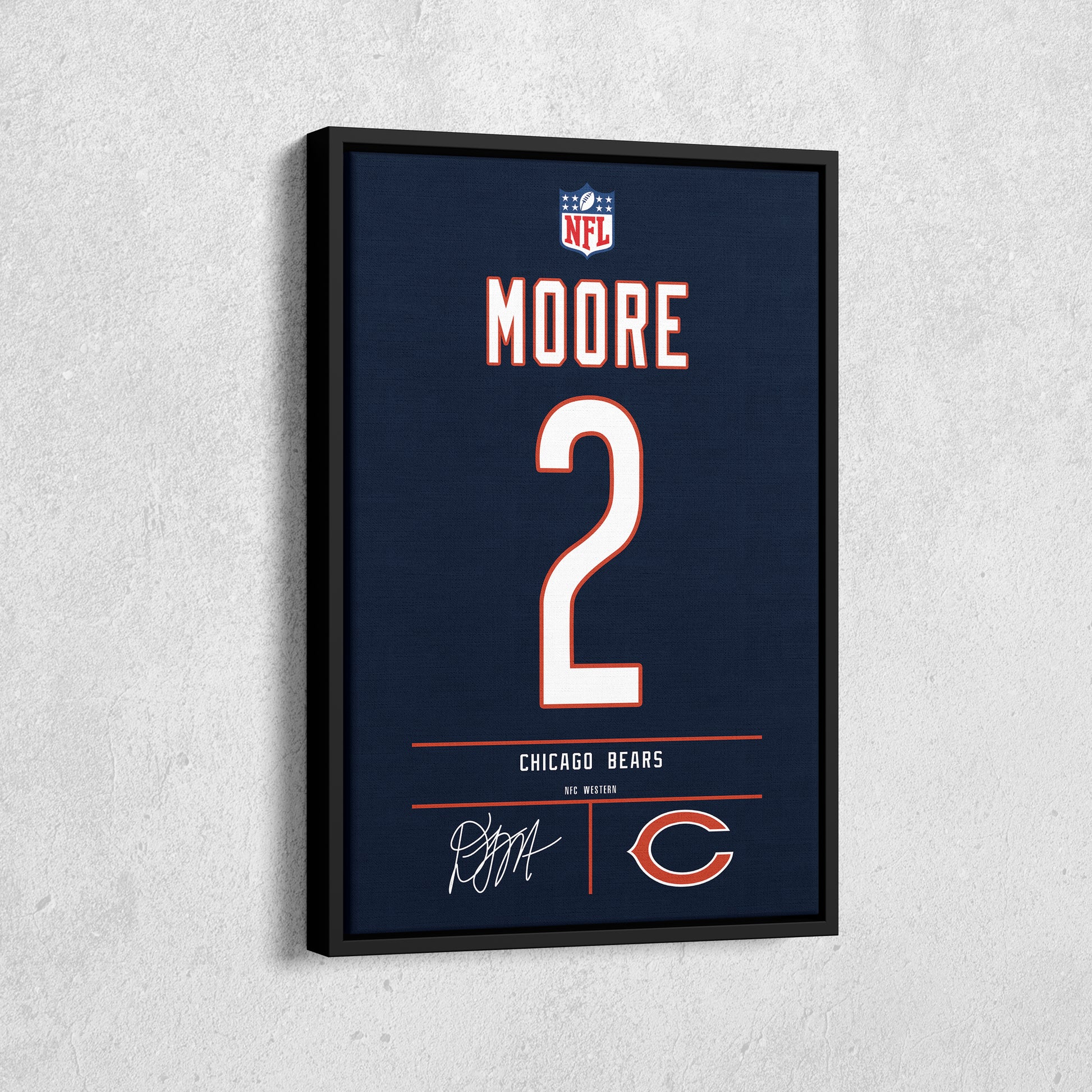D.J. Moore Bears Jersey Canvas Print | Wall Art Decor