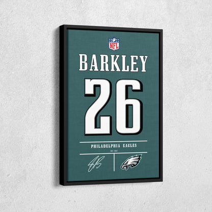 Saquon Barkley Eagles Jersey Canvas Print | Wall Art Decor