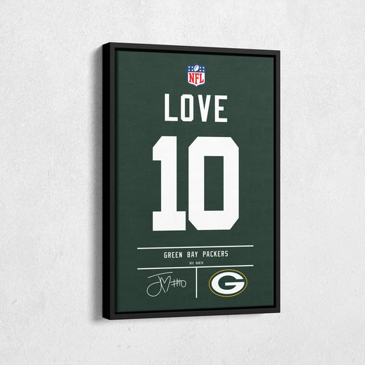 Jordan Love Packers Jersey Canvas Print | Wall Art Decor