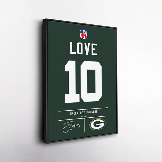 Jordan Love Packers Jersey Canvas Print | Wall Art Decor