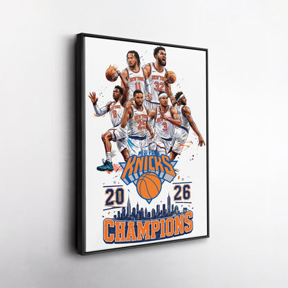 New York Knicks 2026 Champions Commemorative Canvas – Premium Framed Wall Art