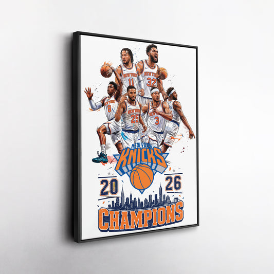 New York Knicks 2026 Champions Commemorative Canvas – Premium Framed Wall Art
