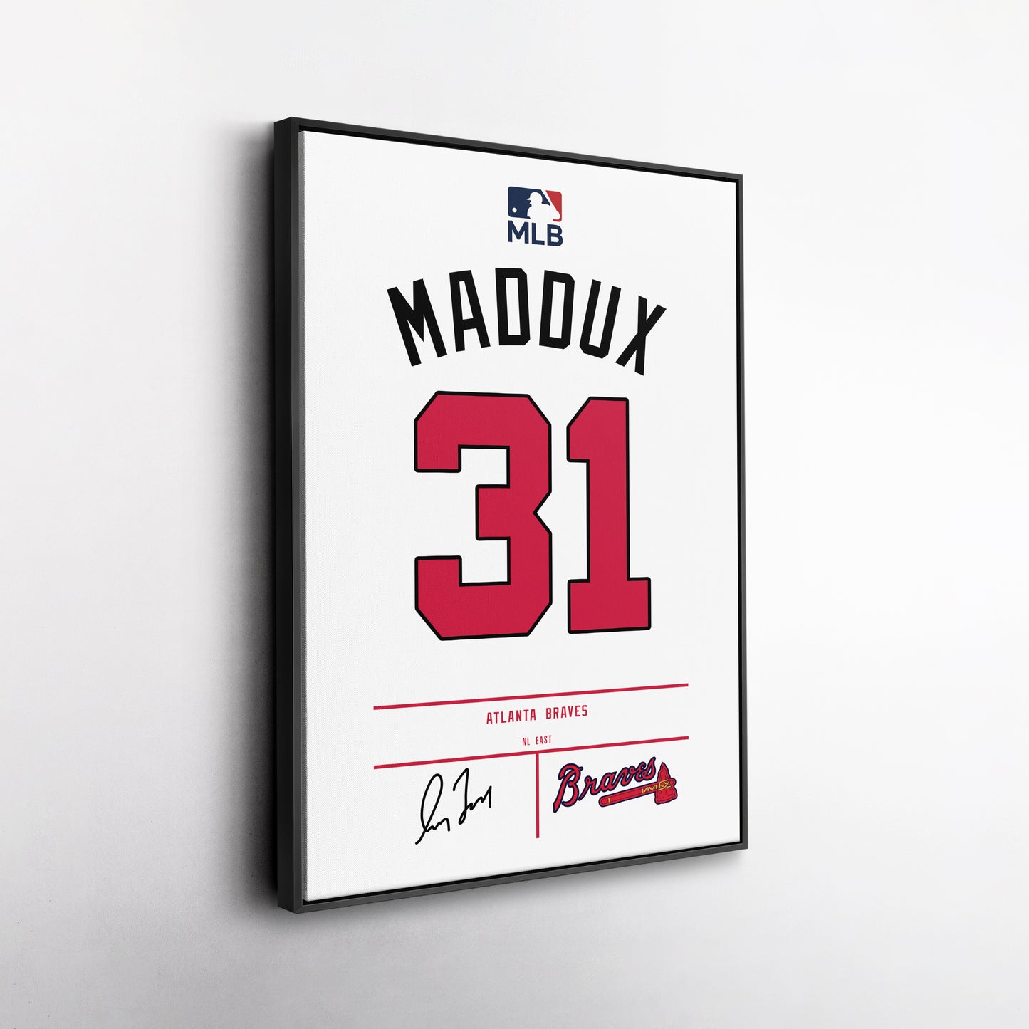 Greg Maddux Atlanta Braves Jersey Canvas Wall Art