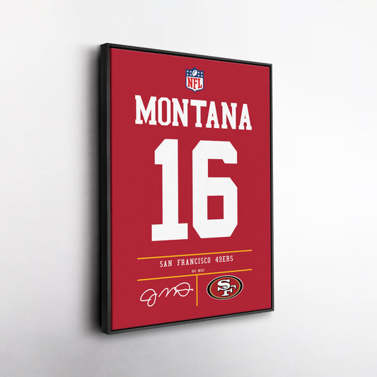 Joe Montana 49ers Jersey Canvas Print | Wall Art Decor