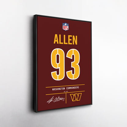 Jonathan Allen Commanders Jersey Canvas Print | Wall Art Decor