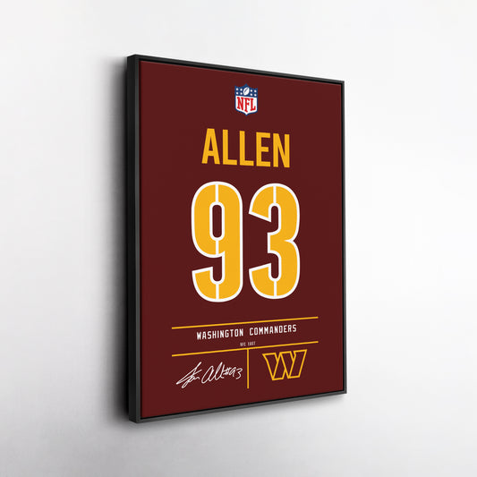Jonathan Allen Commanders Jersey Canvas Print | Wall Art Decor