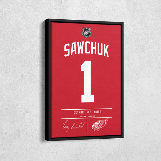 Terry Sawchuk Red Wings Jersey Canvas Print | Wall Art Decor