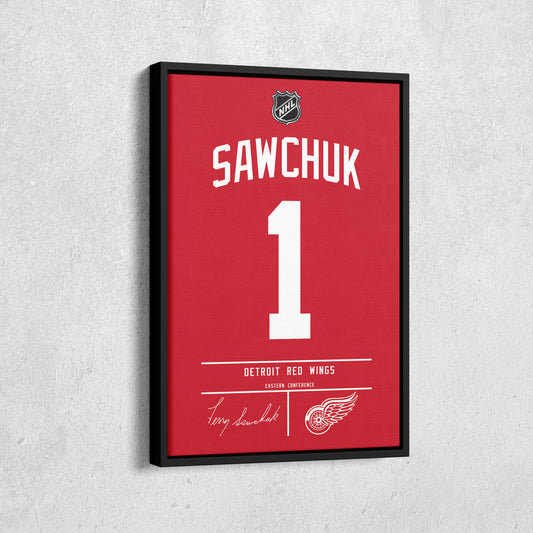 Terry Sawchuk Red Wings Jersey Art