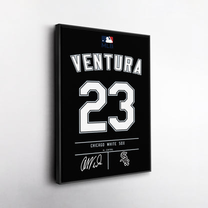Robin Ventura Chicago White Sox Black Jersey Canvas Wall Art