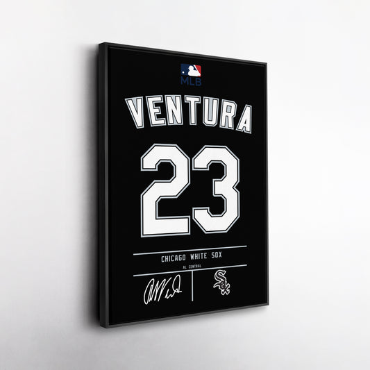 Robin Ventura Chicago White Sox Black Jersey Canvas Wall Art