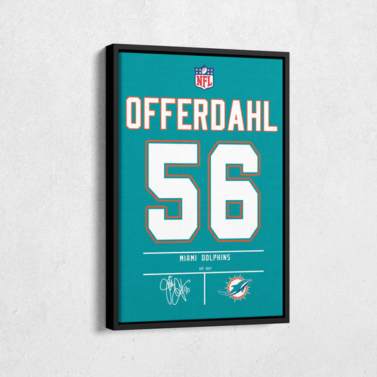 John Offerdahl Dolphins Jersey Canvas Print  Wall Art Decor