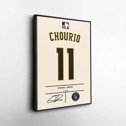 Jackson Chourio Brewers Jersey Canvas Print | Wall Art Decor