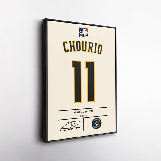 Jackson Chourio Brewers Jersey Canvas Print | Wall Art Decor