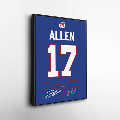 Josh Allen Bills Jersey Canvas Print | Wall Art Decor