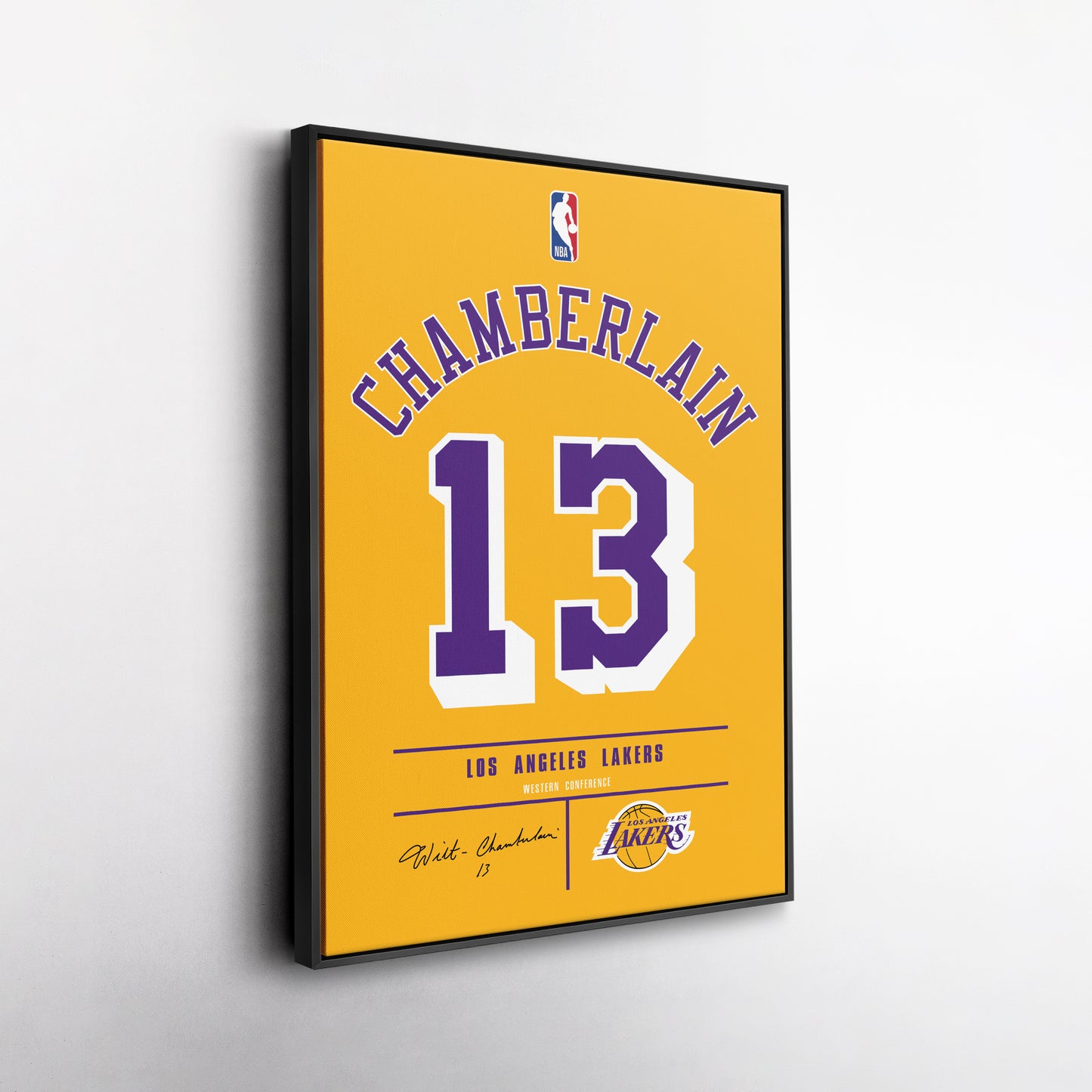 Wilt Chamberlain Los Angeles Lakers Jersey Canvas Wall Art