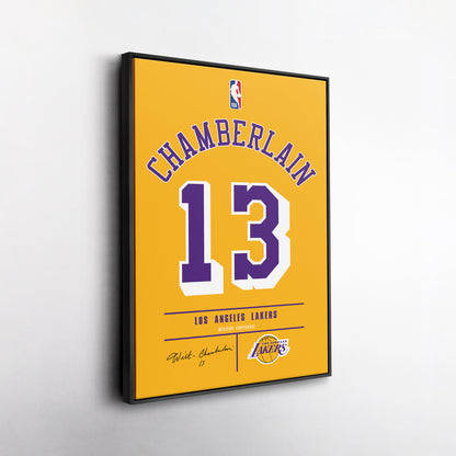 Wilt Chamberlain Los Angeles Lakers Jersey Canvas Wall Art