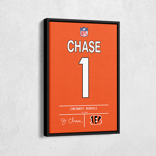 Ja'Marr Chase Bengals Jersey Canvas Print | Wall Art Decor