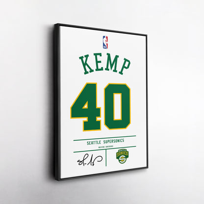 Shawn Kemp Seattle SuperSonics Jersey Canvas Wall Art