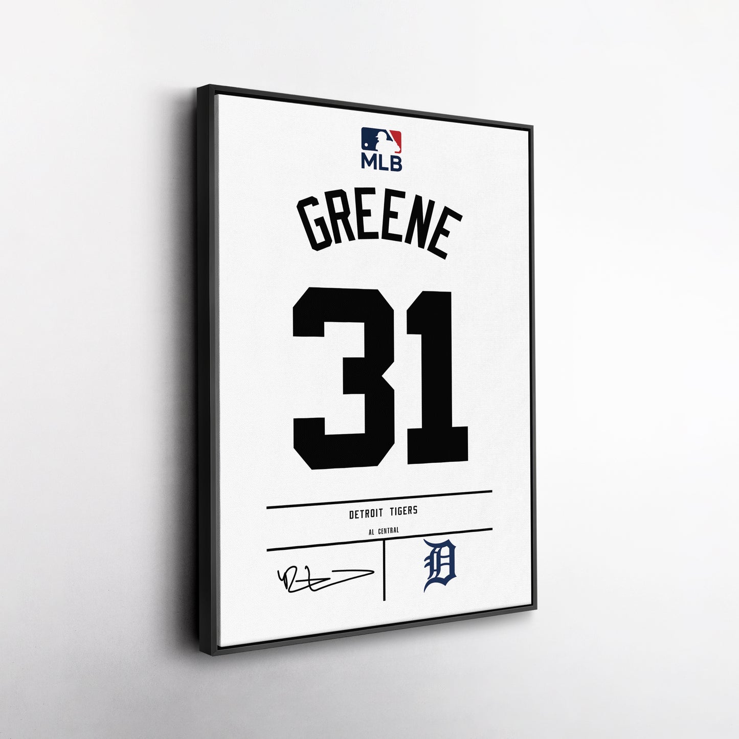 Riley Greene Detroit Tigers Jersey Canvas Wall Art
