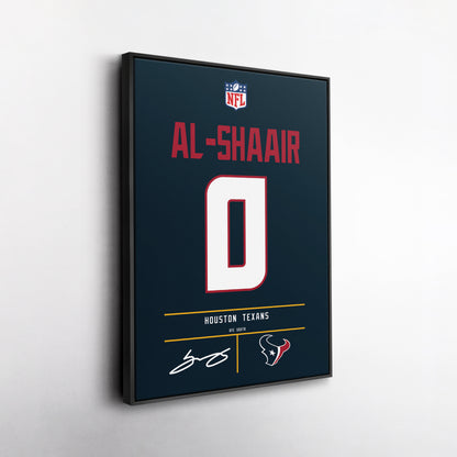 Azeez Al-Shaair Houston Texans Jersey Canvas Wall Art