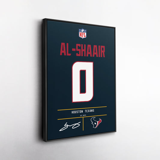 Azeez Al-Shaair Houston Texans Jersey Canvas Wall Art