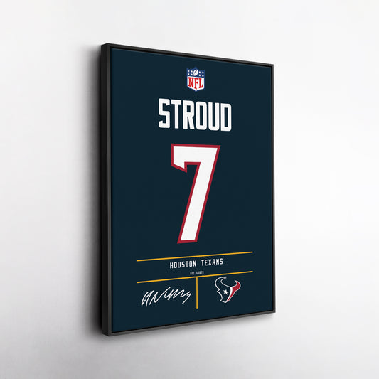 C.J. Stroud Houston Texans Jersey Canvas Wall Art