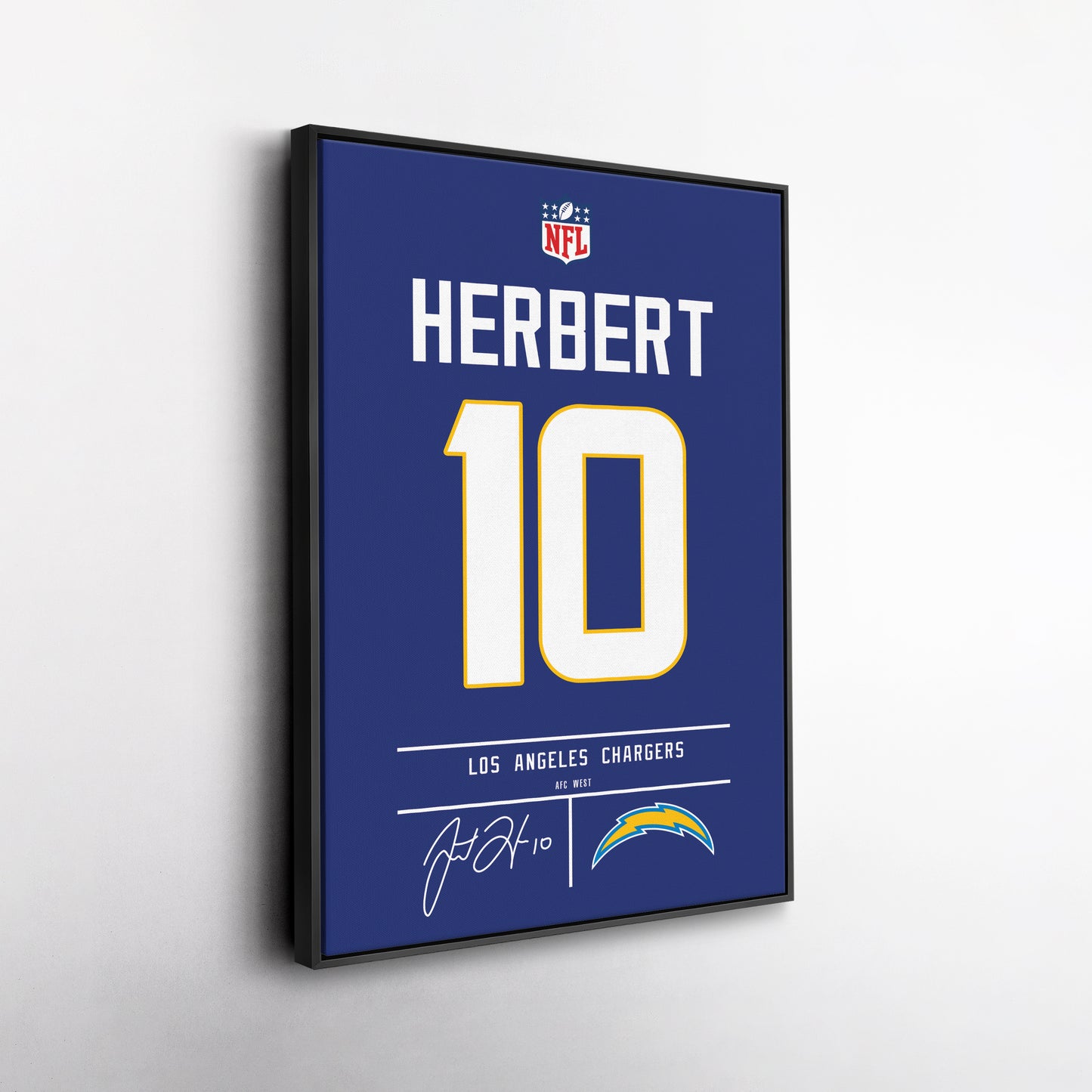 Justin Herbert Chargers Jersey Canvas Print | Wall Art Decor