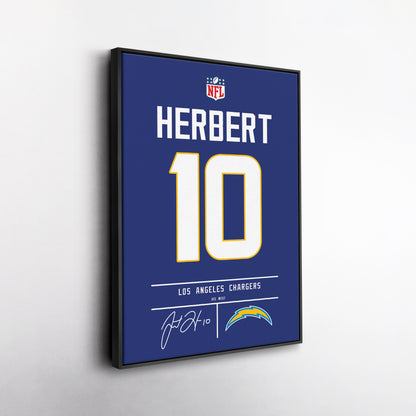 Justin Herbert Chargers Jersey Canvas Print | Wall Art Decor