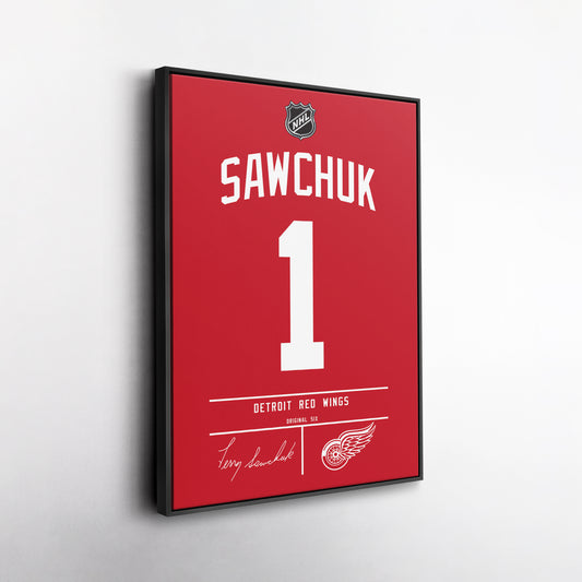 Terry Sawchuk Red Wings Jersey Canvas Print | Wall Art Decor
