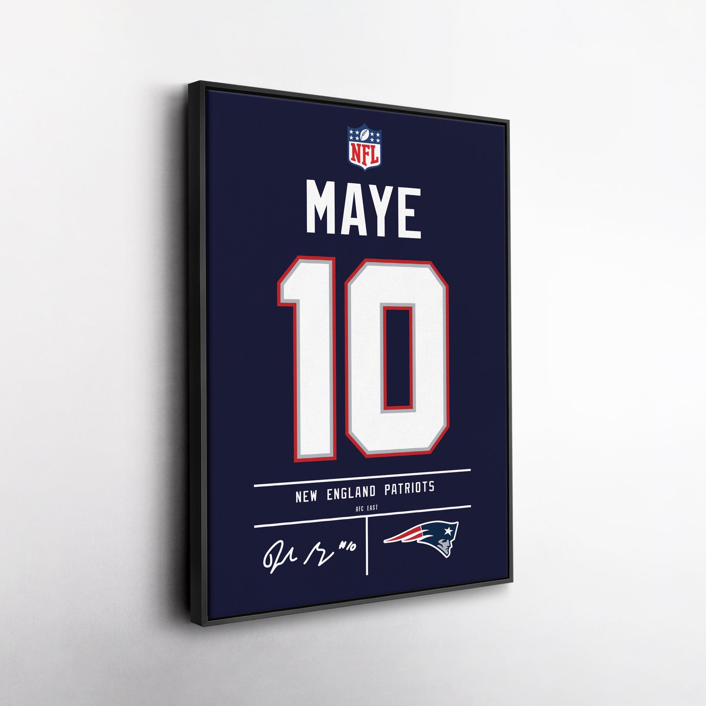 Drake Maye New England Patriots Jersey Canvas Wall Art