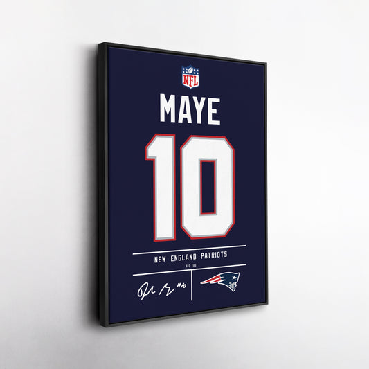Drake Maye New England Patriots Jersey Canvas Wall Art