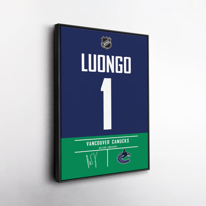 Roberto Luongo Canucks Jersey Canvas Print | Wall Art Decor