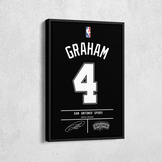 Devonte' Graham Spurs Jersey Canvas Print | Wall Art Decor