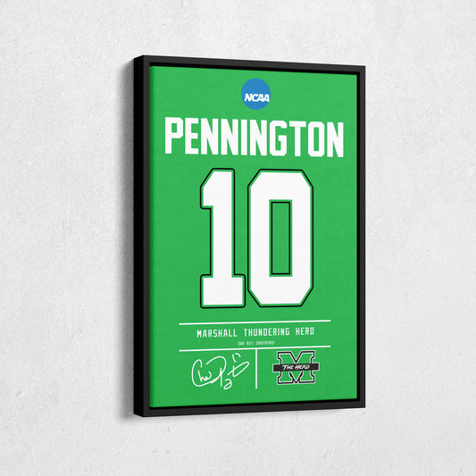 Chad Pennington Thundering Herd Jersey Canvas Print | Wall Art Decor