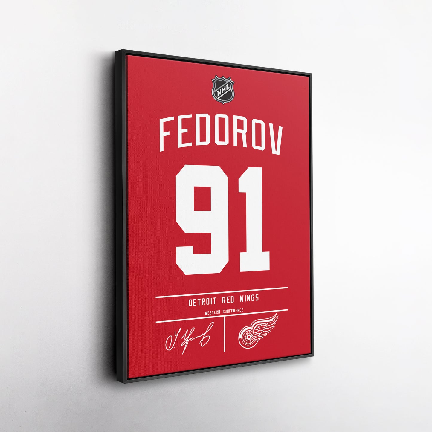 Sergei Fedorov Detroit Red Wings Jersey Canvas Wall Art