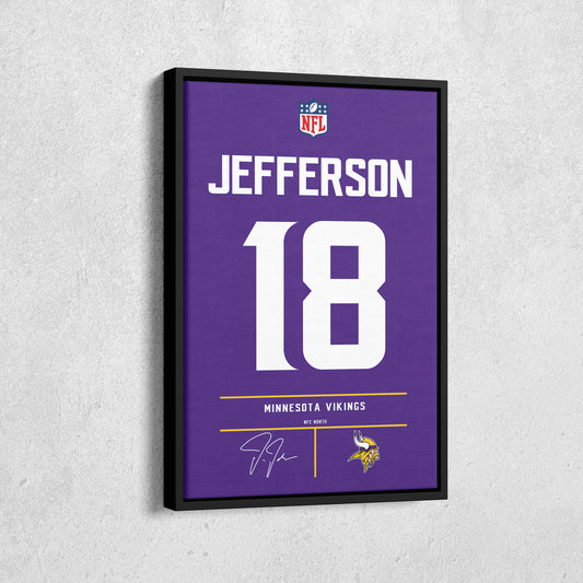 Justin Jefferson Vikings Jersey Canvas Print | Wall Art Decor