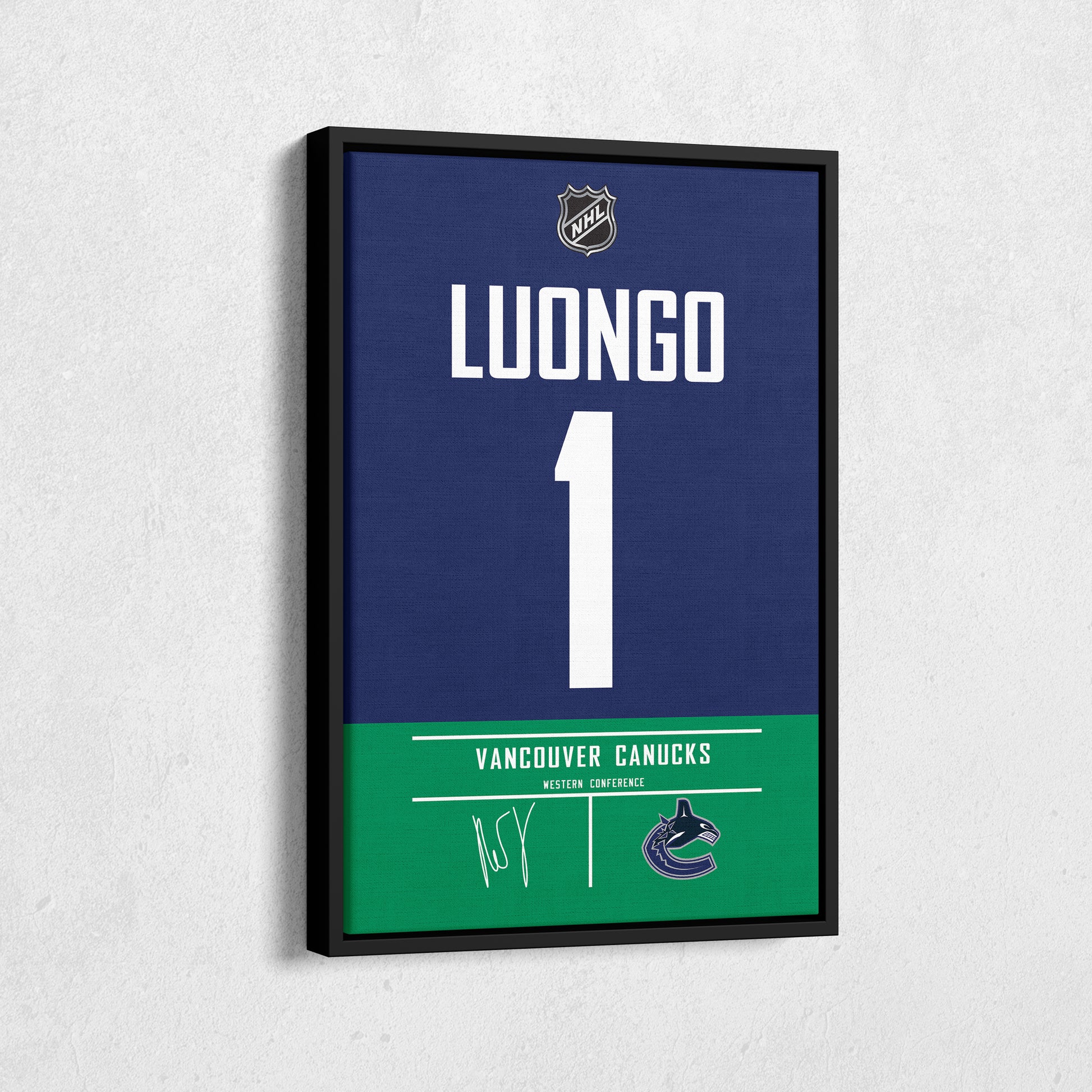Roberto Luongo Canucks Jersey Canvas Print | Wall Art Decor