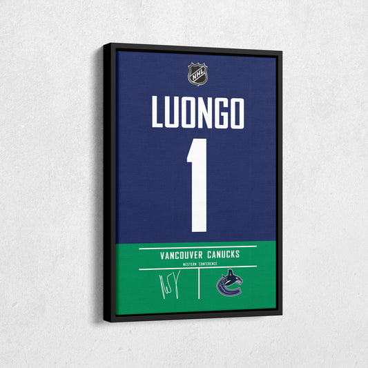 Roberto Luongo Canucks Jersey Canvas Print | Wall Art Decor