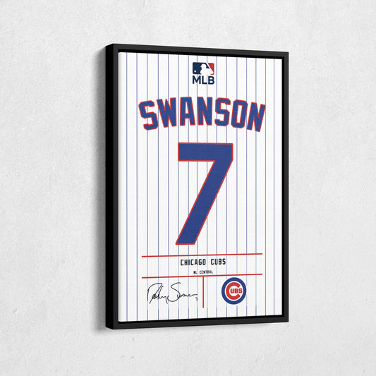 Dansby Swanson Cubs Jersey Canvas Print | Wall Art Decor