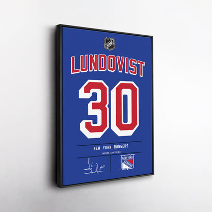 Henrik Lundqvist Rangers Jersey Canvas Print | Wall Art Decor