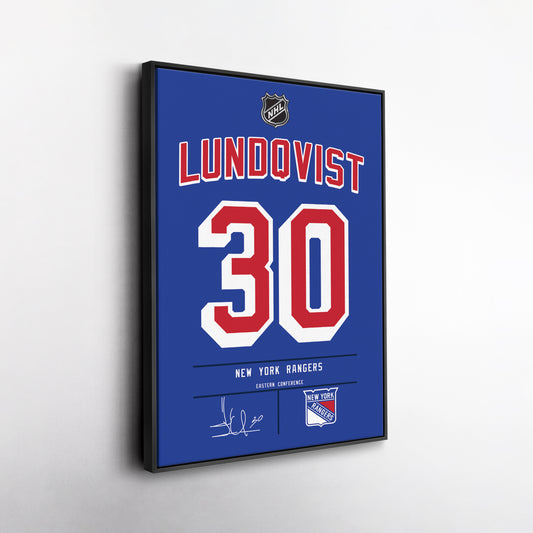 Henrik Lundqvist Rangers Jersey Canvas Print | Wall Art Decor