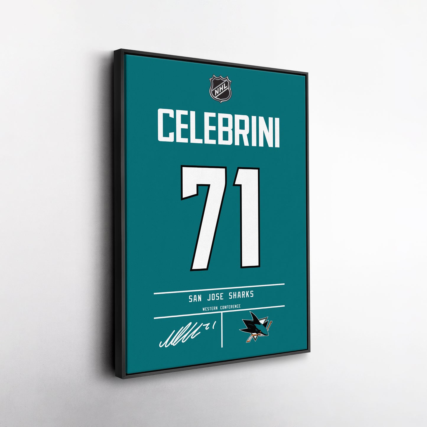 Macklin Celebrini Sharks Jersey Canvas Print | Wall Art Decor