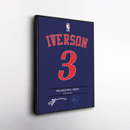 Allen Iverson 76ers Jersey Canvas Print | Wall Art Decor