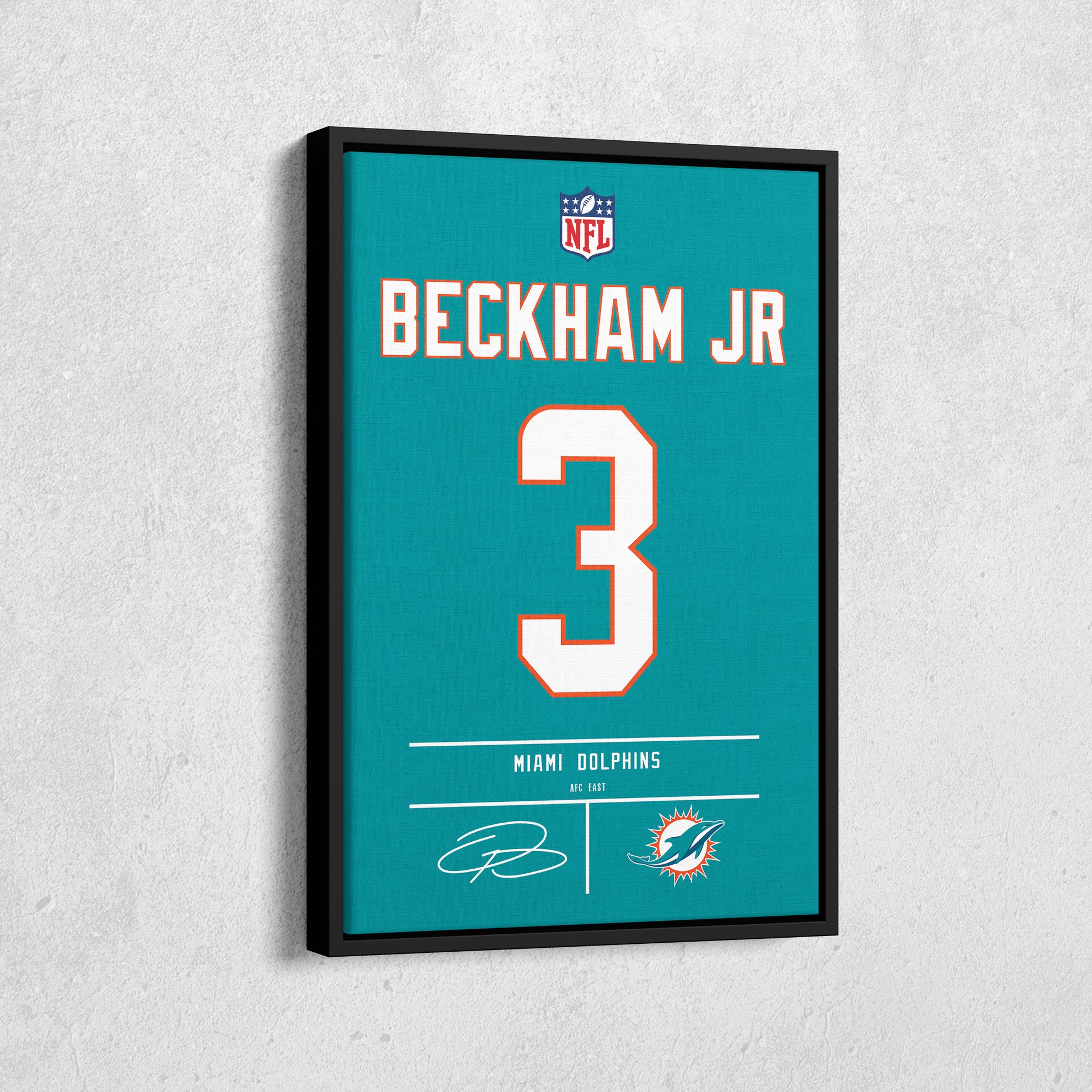 Odell Beckham Jr. Dolphins Jersey Canvas Print | Wall Art Decor